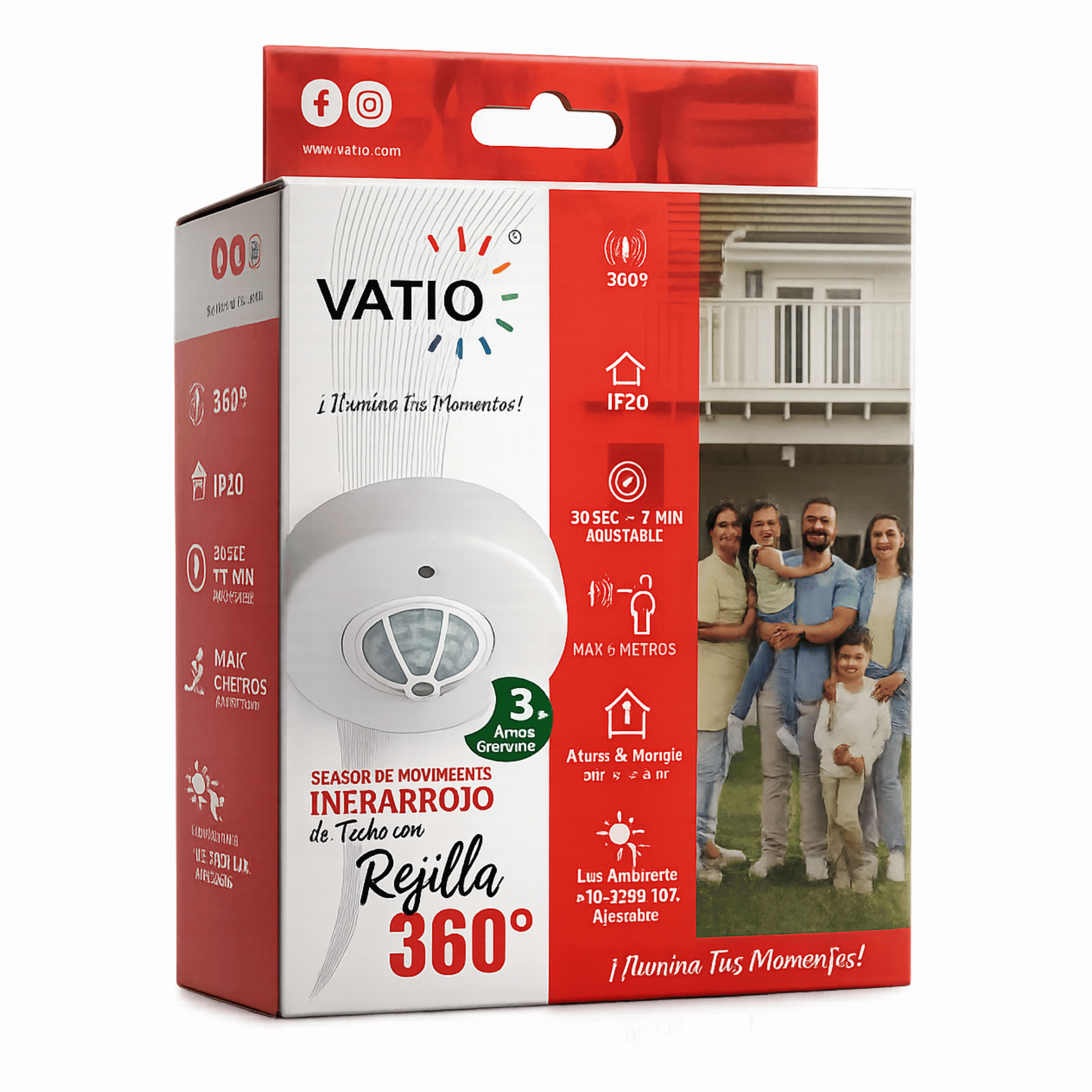 SENSOR INFRAROJO TECHO 360 REJILLA